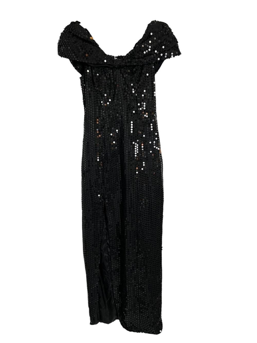 Vintage Night Moves Sequin Dress Small Black Formal Gown Evening AS IS Costume